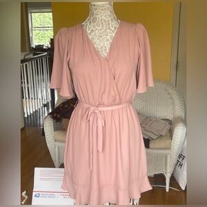 NWOT Socialite Elegant Pink Wrap Dress. Fully lined